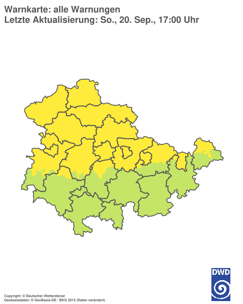 Aktuelle Warnkarte: Thüringen
