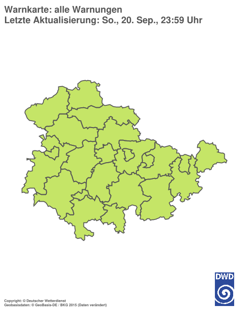 Aktuelle Warnkarte: Thüringen