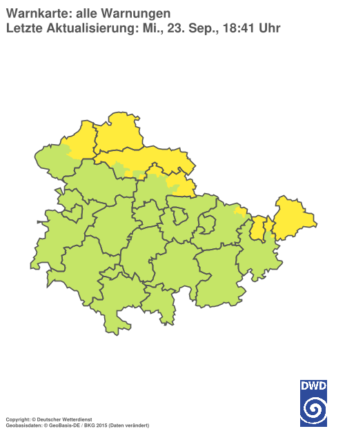 Aktuelle Warnkarte: Thüringen
