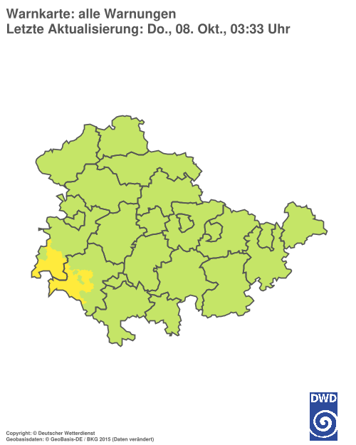 Aktuelle Warnkarte: Thüringen