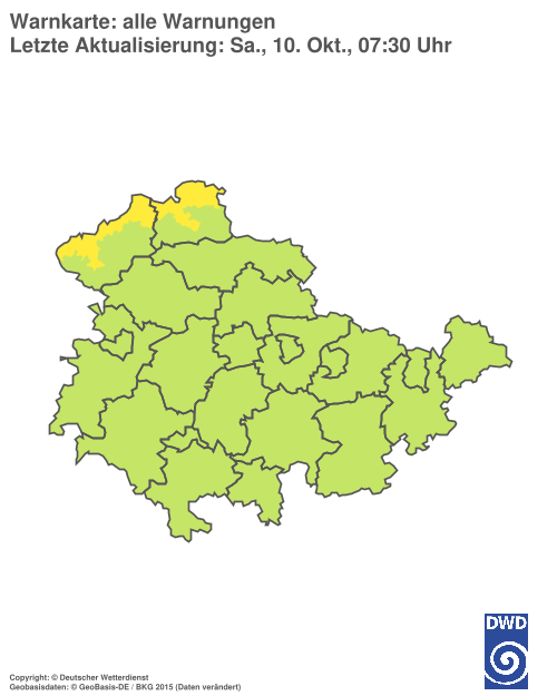 Aktuelle Warnkarte: Thüringen