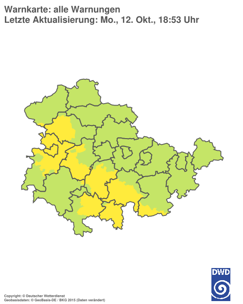Aktuelle Warnkarte: Thüringen