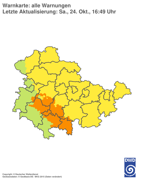 Aktuelle Warnkarte: Thüringen