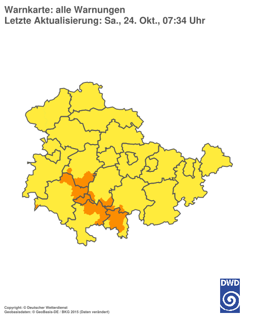 Aktuelle Warnkarte: Thüringen