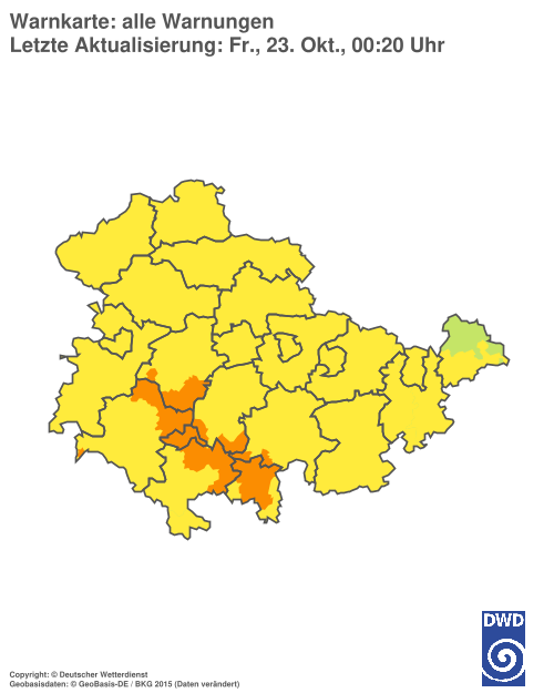 Aktuelle Warnkarte: Thüringen