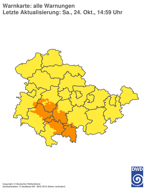 Aktuelle Warnkarte: Thüringen